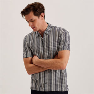 Polos para hombre Diseño de cuello a rayas Polos de verano Manga corta con bordado Con su logotipo personalizado Polo - Product Image 1