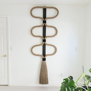 Grande <span class=keywords><strong>macramè</strong></span> <span class=keywords><strong>nodi</strong></span> decorativi moderni da appendere a parete arte minimalista morbida parete scultura in fibra oggetto d'arte unico artigiano - Product Image 5