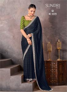 Georgette douce de haute qualité avec broderie travail frontière Saree femme fabricant et fournisseur de mode de Surat - Product Image 4