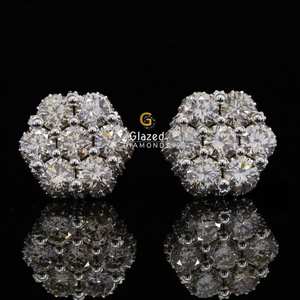 Stunning 10kt Rose Gold Stud <b>Earrings</b> Iced Out with VVS Clarity Brilliant Cut Lab Grown <b>Diamonds</b> Amazing Iced <b>Diamond</b> <b>Earrings</b> - Product Image 1