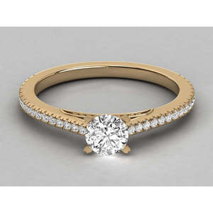 Anillo de Diamante Cultivado en Laboratorio, Solitario, en Oro Amarillo de 14K, Joyería Fina Geométrica para Compromiso o Promesa, Certificado IGI - Product Image 5