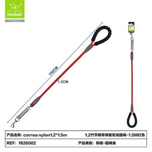 CORREA NYLON Round <b>Dog</b> <b>Leash</b> with Handle and Metal Chain Comfortable Nylon Pet <b>Leash</b> for Easy Walking - Product Image 2