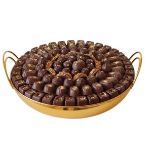 Bol à chocolat en métal argenté artisanal, design élégant, pour la table, pour servir des chocolats et des bonbons, cadeau pour l'Aïd et la Saint-Valentin - Product Image 4