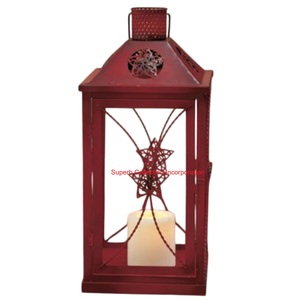 Venta caliente elegante linterna de vela de Metal rojo Mesa decorativa y linternas colgantes para eventos y decoración de jardín linterna - Product Image 4