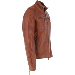 Veste en cuir marron à manches zippées pour homme Poches avant Slim Fit High Street 100% coton Veste de course de moto - Product Image 5