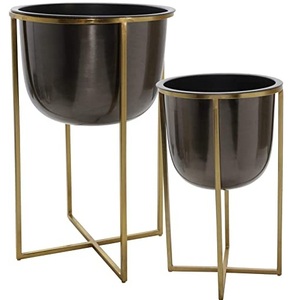 Decoración de suelo Color amarillo esmalte pintado forma redondeada tamaños personalizados maceta de Metal para jardín y césped decorativo - Product Image 5