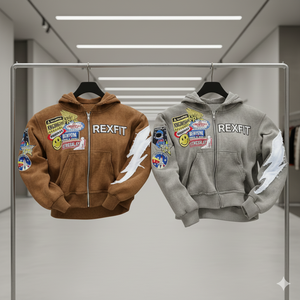 Sweat à capuche zippé pour homme personnalisé, effet usé, avec broderie sur le devant, style streetwear, sweat à capuche décontracté, fermeture éclair de qualité supérieure - Product Image 3