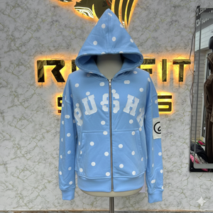 Sweat à capuche zippé de qualité supérieure à prix abordable, marque privée, effet délavé, avec strass, veste zippée, lavage à l'acide, sweat à capuche en molleton pour homme, streetwear - Product Image 1