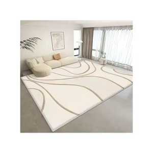 Alfombra moderna escandinava minimalista blanco azul rayas onduladas gran área suave alfombra 4 sala de estar dormitorio decoración contemporánea para el hogar - Product Image 2