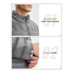 Chaqueta de invierno acolchada con aislamiento empacable ligera para hombre, abrigo hinchado alternativo de plumón resistente al agua de alta calidad - Product Image 5