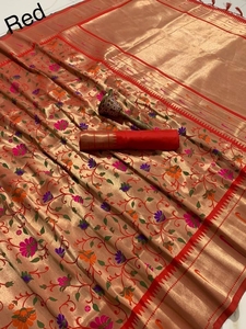 Sareos de seda Zari pura de calidad estándar, diseño tradicional indio, ropa para Festival, de proveedor indio - Product Image 2