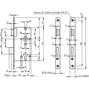 Cerradura de Embutir DIN Derecha de Acero Inoxidable 415 PZW 20/55/72/8mm para Puertas Interiores Clase 2, Fundición a Presión de Zinc BKS, Versión Redondeada Nueva - Product Image 4
