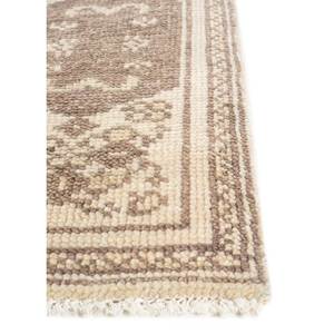 Alfombra de Lana Anudada a Mano en Color Beige Marrón con Diseño de Medallón Abstracto Rectangular para Decoración del Hogar, Sala de Estar, Entrada y Pasillo-SKWL-359 - Product Image 4