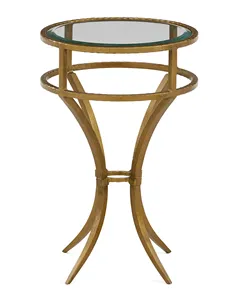 Ensemble de Table d'appoint en fer doré Antique, Table basse de luxe pour cadre de maison, canapé rond, ensemble de 2 - Product Image 1