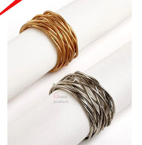 Nouveau design Rond de serviette en métal inoxydable fini argent brillant pour hôtel, restaurant et bar - Product Image 2