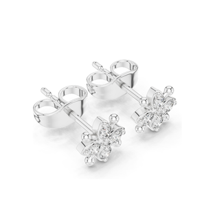 Pendientes de Diamantes Cultivados en Laboratorio con Forma de Flor, 0.144 CT de Peso Total, Oro de 18KT, 14KT, 10KT y Plata 925, Oro Rosa, Amarillo, Blanco - Product Image 4