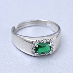 NOVAMART Fine Premium 925 Pure Sterling Silver <b>Rings</b> <b>Men</b> Boys Certified Wedding Engagement Boho Style <b>Emerald</b> Cut Geometric Patt - Product Image 2
