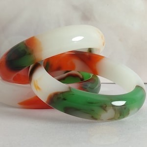 Multi-Color Resin Wood and Brass Cuff <b>Bracelets</b> From India Platinum-Jewel Beaded Bangles for Weddings Engagements and Parties - Product Image 4