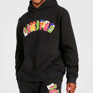 100% coton personnalisé deux pièces surdimensionné hommes imprimé survêtements couleur unie hommes personnalisé bouffée impression survêtement - Product Image 3