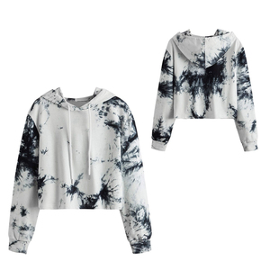 เสื้อฮู้ดแขนยาวขนแกะสีขาวสำหรับผู้หญิงเสื้อครอปไหล่เสื้อครอปสตรีทเสื้อมีฮู้ดระบายอากาศได้ดี - Product Image 1