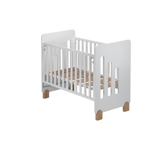 Mod. Cuna Moon para Colchón de 60x120, Material de Madera en Color Blanco/Natural para Bebés y Niños - Product Image 1