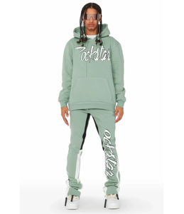 Sudadera con capucha y pantalones de chándal personalizados Conjunto de chándal acampanado Chándal para hombres con lavado con ácido e impresión - Product Image 6