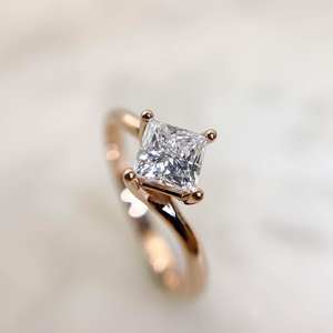 5.5mm Princess Cut Moissanite Engagement <b>Ring</b> | Classic 4-Prong <b>Solitaire</b> | 925 <b>Silver</b> or Solid 10k 14k 18k Gold - Product Image 5