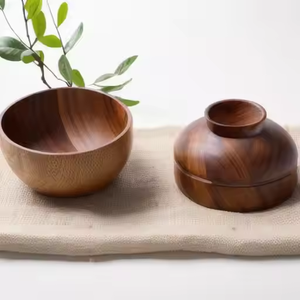 Crescent Crafts Eco-Friendly Polished Wooden Salad <b>Bowl</b> Hotel Restaurant Kitchen Tableware for <b>Parties</b> Whole Wooden by - Product Image 2