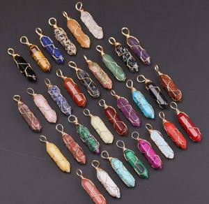 Collar con colgante de latón Vintage hecho a mano, 8-22mm, alambre de doble punta, Color malaquita envuelto, joyería de moda dorada para compromiso - Product Image 1