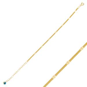 Pulsera de cadena gourmet popular con pequeño ojo turco, hecha a mano en Turquía, joyería de plata de ley 925 al por mayor para mujer - Product Image 1