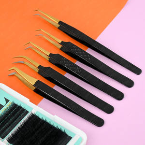 Pinzas para Extensión de Pestañas con Punta de Fibra de 45 y 9 Volumen, Agarre de Diamante, Ligeras, Resistentes, Herramienta de Aislamiento, Venta al Por Mayor - Product Image 1