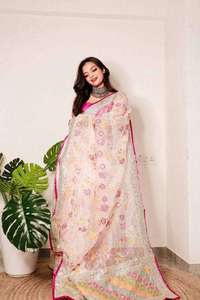 Traditional Handwork Detail Soft Pure <b>Silk</b> <b>Organza</b> Designer Saree Comfortable Ethnic Attire For Events Affordable Global Supply - Product Image 3