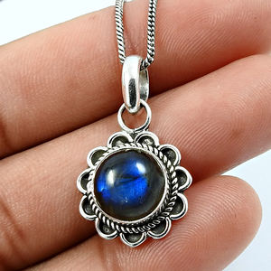 Collier en argent sterling 925 de meilleure qualité Pendentif parfait Cadeaux de mariage Pierre précieuse de labradorite naturelle Bijoux en argent 925 - Product Image 4