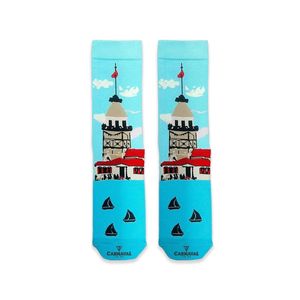 Calcetines de Nailon Coloridos con Diseño Jacquard de la Torre de la Doncella, Transpirables, Suaves, Talla Única para Uso Diario en Primavera e Invierno - Product Image 1