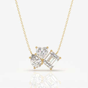 Cluster Trio Lab-Grown Diamond <b>Pendant</b> with 14k Gold Fashionable Diamond Charms - Product Image 1