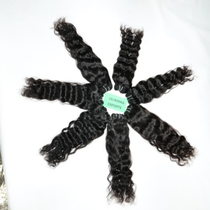 Extensions de cheveux humains ondulés 100 % naturels, non traités, de type Super Wave, provenant de temples indiens, en lots vierges bruts avec cuticules alignées, couleur naturelle - Product Image 1