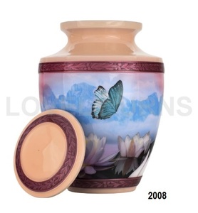 Large Women Butterfly Urn Ashes Pink Rose Metal Cremation Vessel Flower Design 200 Cubic Inches Memorial Ewer Burial <b>Velvet</b> <b>Bag</b> - Product Image 1