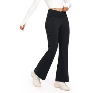 Vêtements de sport de haute qualité, pantalon évasé d'hiver à séchage rapide, taille élastique, ensemble de sport hautement extensible pour femmes - Product Image 1