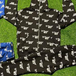 Conjunto personalizado de pantalones de chándal acampanados y Sudadera con capucha, ropa de calle unisex, chándal completo de algodón con estampado de farol, chándal acampanado para hombre - Product Image 2