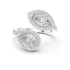 Bague halo en diamant de laboratoire en forme de poire de 2,63 carats pour femmes, clarté VVS-VS EF, or 18 carats, 14 carats, 10 carats et argent 925, rose, jaune - Product Image 3
