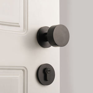 Оптовая продажа, матовый черный бесшумный интерьер гостиной, круглые замки, фурнитура для спальни, ванных комнат, дверной замок, ручка ручки - Product Image 3