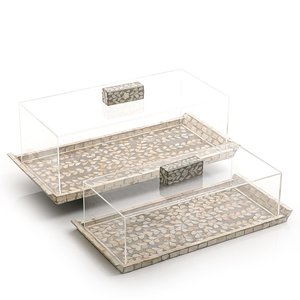 Attractive Designer Set Of Three Wooden <b>Cake</b> Stand in Bone Inlay Finishing with Rounded Glass Top Cup <b>Cake</b> <b>Server</b> Stand Use - Product Image 2