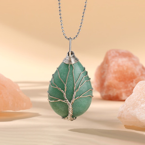 Jeulia Luck & Abundance Winding <b>Tree</b> Green Aventurine Pendant <b>Necklace</b> - Product Image 3