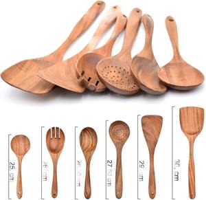 Juego de herramientas de cocina de primera elección, utensilios de cocina, cucharas ranuradas, cucharas, juegos de artículos de mesa de madera de acacia - Product Image 2