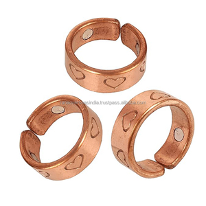 Anillo de cobre puro grabado con corazón de alta calidad al por mayor, anillo de desintoxicación linfática, anillos abiertos ajustables, regalos de joyería - Product Image 1