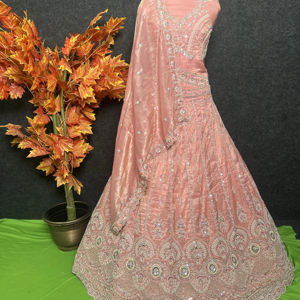 Classic Designer Party Wear Lehenga Heavily Embroidered with Sequins Zari Blouse <b>Net</b> Dupatta for Engagement or Wedding Use - Product Image 1