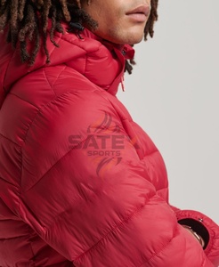 Veste d'hiver pour homme coupe-vent et imperméable, couleur unie, polyester et coton matelassé, avec doublure en polaire, veste matelassée - Product Image 6