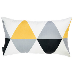 Fodera per cuscino decorativo HMS 30x50 cm in poliestere giallo e bianco, stile geometrico moderno con tecnica di cucitura - Product Image 3