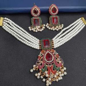 Nouvelle mode ensembles de bijoux de mariée Kundan artificiels de style Wester personnalisés haut exigeants mariage bas quantité minimale de commande principalement en acier inoxydable - Product Image 3