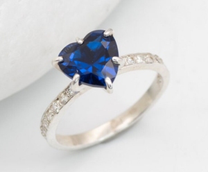 แหวนไพลินสีน้ำเงินขนาด8*8มม. รูปหัวใจ925ทำด้วยมือทำจากเงินแหวนแห่งความรักแหวนหัวใจสำหรับเธอ - Product Image 5